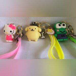 BRAND NEW 3 Sanrio Keychains:  Hello Kitty, Pom Pom, & Kerropi Keychain